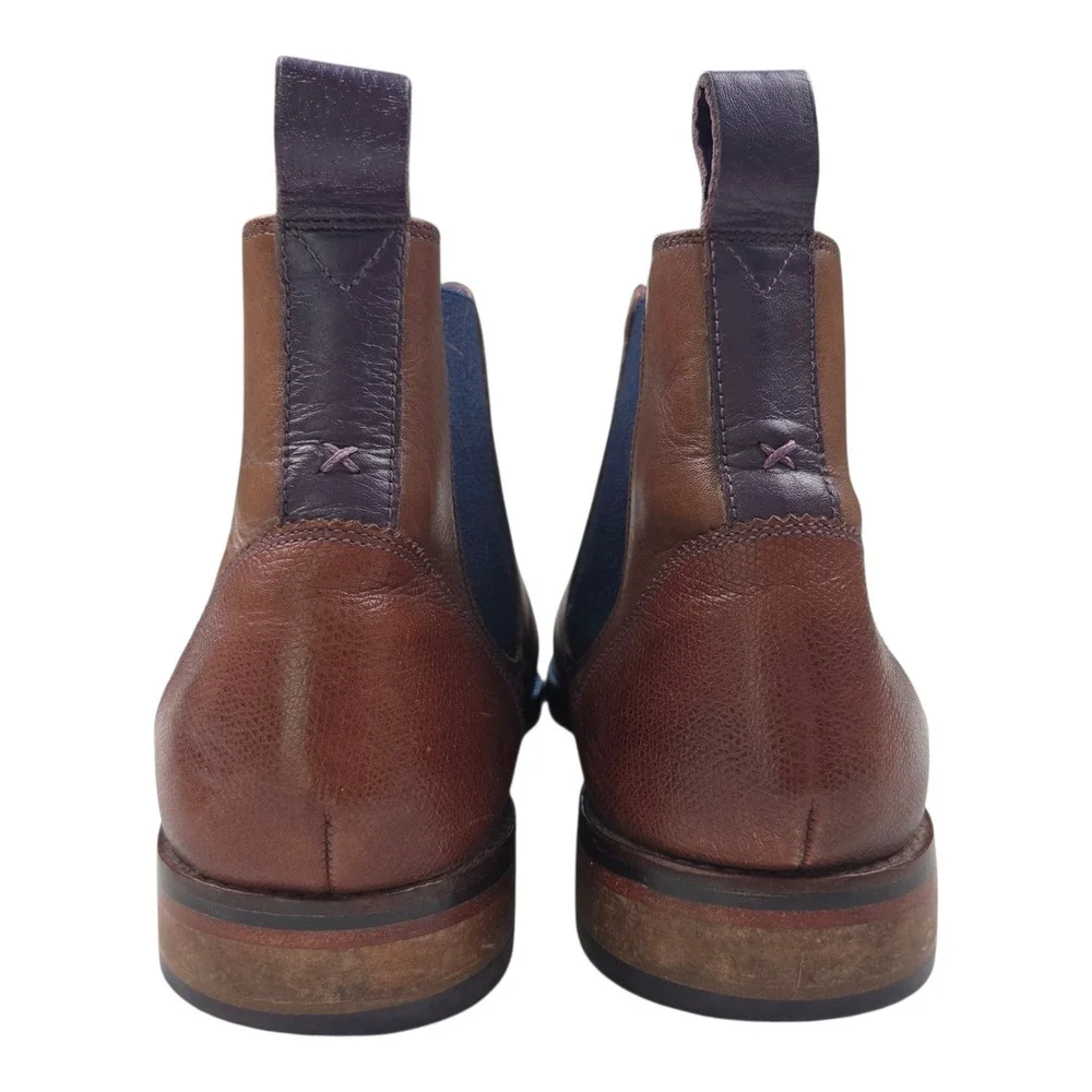Ted Baker Camroon 4 Chelsea Boots US 10 Brown Leather Paisley Gusset Dress Shoes